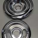 4-Piece Drip Pans Set - Compatible with GE Stoves - Chrome Finish Electric Stove Burner Drip Pans - 2 x 6inch, 2 x 8inch Stove Drip Pans - GE Stove Drip