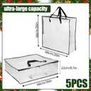 5 Pack Clear Christmas Wreath Storage Container, 26" Large Plastic Garland Container, Large Square Gift Bag Storage Organizer, Garland Decor Organizer Clear Storage Bags for Xmas Seasonal Wreath