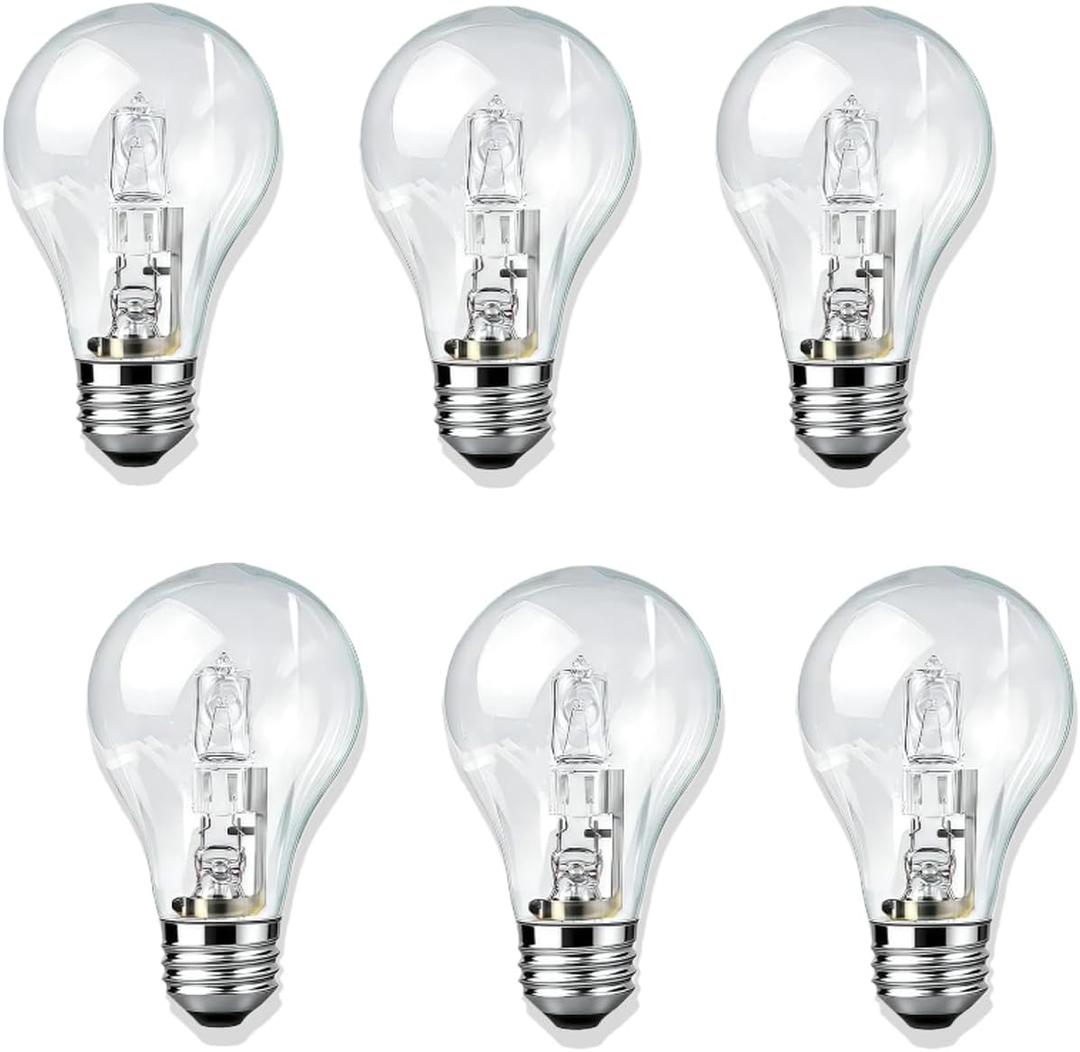6 PCS 043168787963 Light Bulb 43 Watt A19 Bulb Halogen Light 60 Watt Replacement, 120V E26 Thread Replace 78796 Light Bulb,Dimmable Glass Light