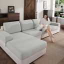 OHSIO Couch Cover, Stretch Sofa Cover, Soft Seat Cushion Covers Washable, Sectional L Shape Sofa Slipcover, Wear Stain Resistant Pet Friendly Furniture Protector for Home(1 Seat Cover S, Light Gray)