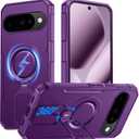 CENMASO Magnetic for Google Pixel 10 Pro Case/Pixel 10 Case with 360 Spin Stand, Fit for Magsafe, Military Grade Protection, Shockproof Case for Pixel 10/10 Pro with Kickstand (Purple)