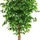 6ft Artificial Ficus Silk Tree (72in) with Plastic Nursery Pot Faux Tree, Fake Plant for Office House Farmhouse Living Room Home Decor (Indoor/Outdoor)