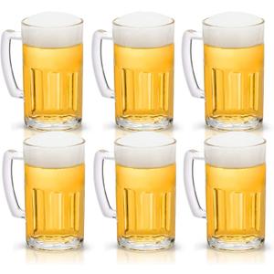 COKTIK 6 Pack Heavy Large Beer Glasses with Handle - 20 Ounce Glass Steins, Classic Beer Mug glasses Set
