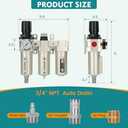 3/4" NPT Industrial Air Dryer for Compressor,3 Stage Air Compressor Water Separator System,Filter Oil Water Separator Dryer for Plasma Cutter and Paint Spray,Auto Drain