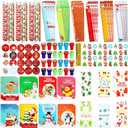 Yexiya 216 Pcs Christmas Stationery Party Favors Goodie Bag Stuffers Bulk Include Pencil Eraser Ruler Stamp Mini Notebook Treat Bag Sticker Gift Exchange Prizes Carnival Event