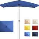 6.5x10FT Rectangular Patio Umbrella with Push Button Tilt & Crank Lift for Garden,UV Protection Outdoor Umbrella for Deck,Pool and Yard,Blue