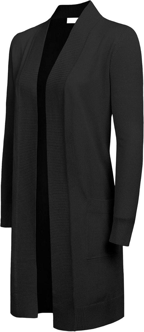 G-Style USA Women's Casual Lightweight Open Front Knit Cardigan Sweater with Pockets (Black, S)