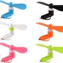 Mini Cell Phone Fan - Colorful Powerful Fan Compatible for iPhone, iPad, Android Smartphone,Tablet - Cell Phone Summer Accessories - (6-Pack)