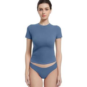 Abonlen Crewneck Short Sleeve T Shirts for Women Fitted Basic TeesY2k Going Out Tops Size L