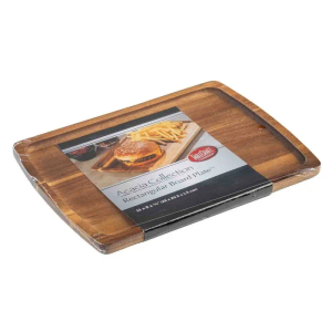 Tablecraft Acacia Collection Rectangular Board Plate 13" x 10" x 3/4" - Acacia Wood