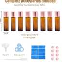 8 Pack Rose Quartz Roller Bottles for Essential Oils, 10ml Refillable Amber Glass Roll On Bottles with Natural Crystal Roller Balls, Leak-Proof Travel Perfume Bottle with Rose Gold Caps