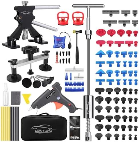 DentWiz Car Dent Repair Kit - Slide Hammer, Glue Gun Dent Puller, Adjustable Bridge Puller, Suction Cup for Big and Small Auto Body Paintless Dent Removal & Metal Surface Repair,Safe for Paint