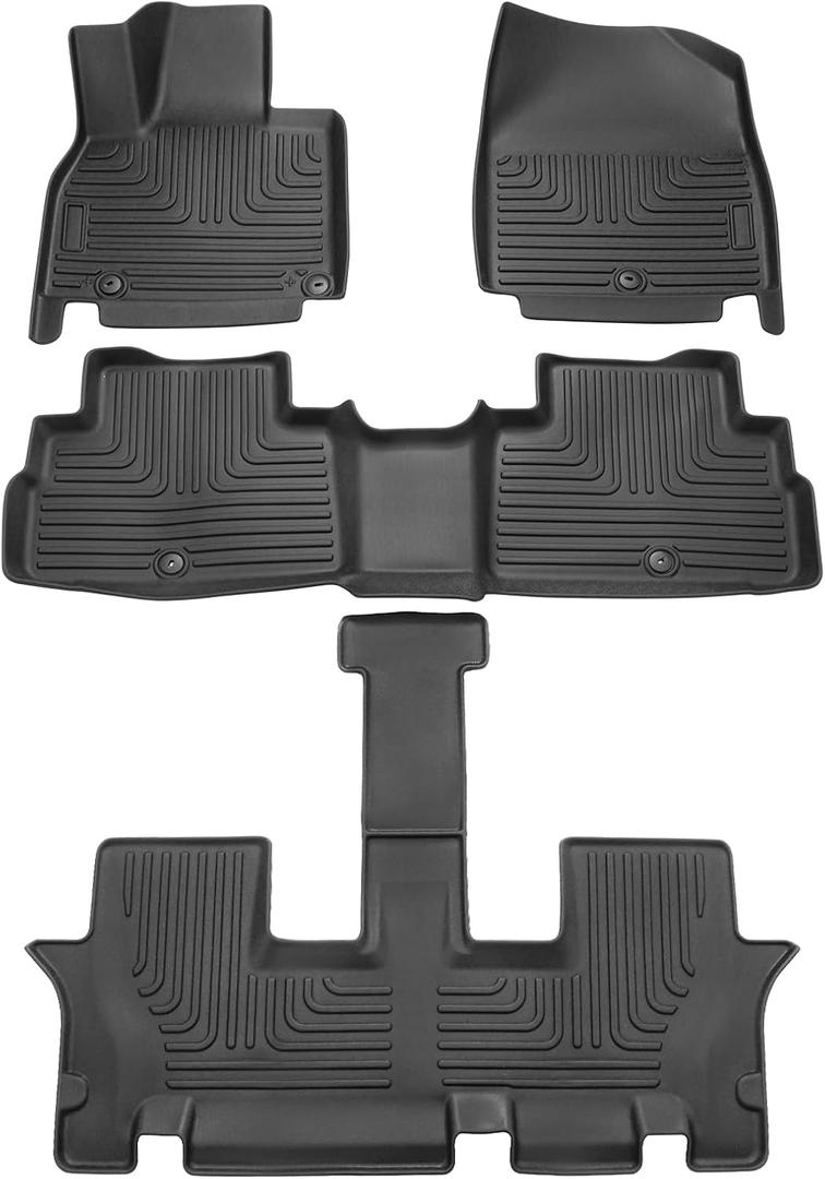 Powerty Floor Mats for 2020-2025 Kia Telluride 7 Seats All Weather 3D TPE Anti-Slip Car Liners for 1st & 2nd & 3rd Row Accessories