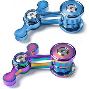 Fidget Spinner for Adults, Metal Silent Figette Office Desk Toy Quiet Cool Gadgets Gifts for Teen Boys Kid Anxiety Stress Relief Calm Down Sensory Autism Autistic ADHD Airplane Travel (Color+Blue)