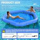 8FT Hexagon Inflatable Water Hammock wit Mesh Center, Floating Dock Heavy Duty PVC Lake Floats Platform with Cup Holders, Portable Floating Island with Carry Bag for Pool, River & Ocean
