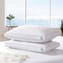 Martha Stewart White Feather Down Pillow Soft-Medium Jumbo Size 2 Pack Bed Pillow for Side Sleeper