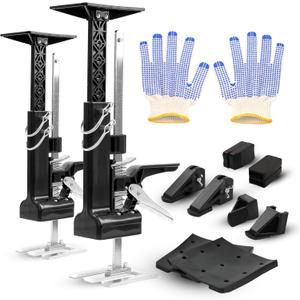 BuildCore Cabinet Jacks for Installing Cabinets, 2-Pack Labor Saving Cabinet Jack Heavy Duty Arm Jack with 375 LB Support and Adjustable 23.6" Lift, Hand Lifting Tool for Drywall Cabinet Installation