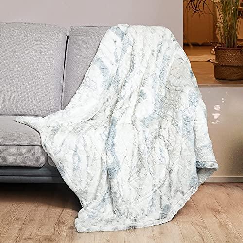 WOOMER Electric Heated Throw Blanket(50"x 60"), Soft Faux Fur Fast Heating Blanket with Multi-Color Option, 4 Heating Levels & 4H Auto Off, Machine Washable, Over-Heat Protection