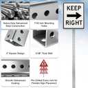 2 Pack 6ft x 2in Galvanized Square Sign Post with 7/16in Holes