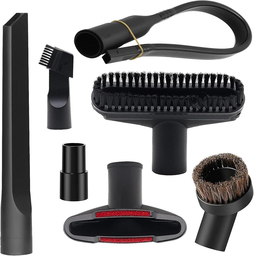 7 Pcs Universal Vacuum Cleaners Accessories 1 1/4 inch & 1 3/8 inch Vacuum Attachments Kit with Wet Dry Plastic Vacuum Hose Adapter Flexible Crevice Tool for Shop Vac Accessories
