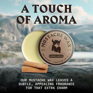 Striking Viking Mustache Wax  - 2 Oz, Medium/Strong Hold, Sandalwood Scent - Moisturize, Tame & Style - Non-Greasy, with Beeswax
