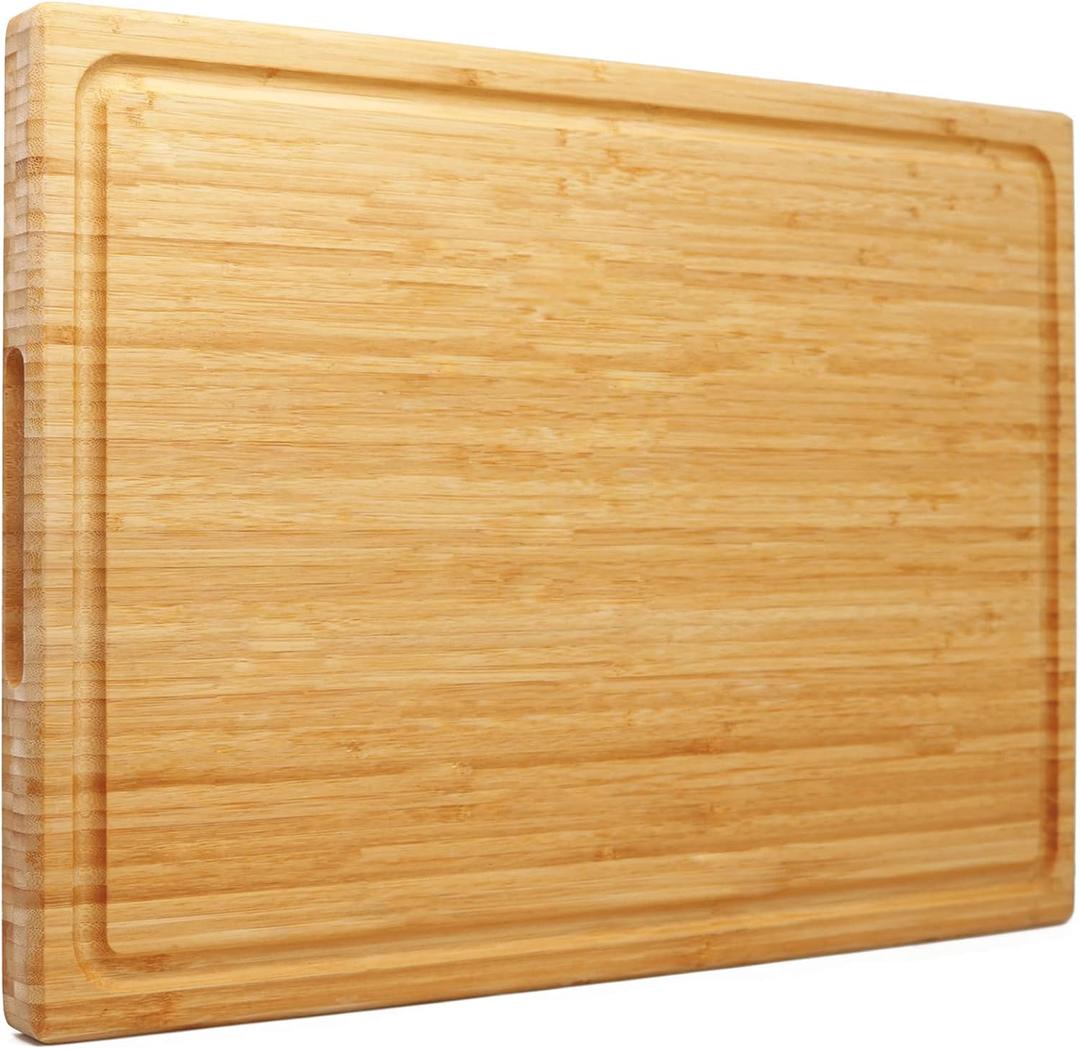 Extra Large XXXL Bamboo Cutting Board 24 x16 Inch, Largest Wooden Butcher Block for Turkey, Meat, Vegetables, BBQ, Over the Sink Chopping Board with Handle and Juice Groove, Thickness 1.25"