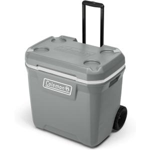 Coleman Classic Series Insulated Portable Rolling Cooler with Wheels, Leak-Resistant Outdoor Hard Cooler Keeps Ice up to 5 Days, 65-Quart