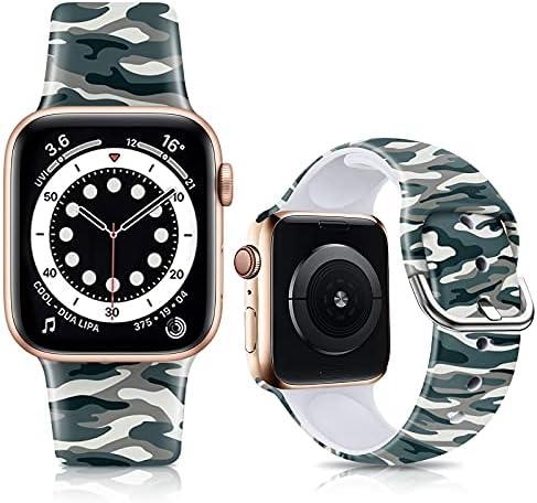 Bands Compatible with Apple Watch Band 38mm  for Women Men Silicone Floral Pattern Printed Band Strap for iWatch Band SE Series 9 8 7 6 5 4 3 2 1 Wristband (Black Flower)