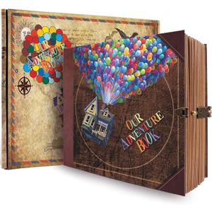 JIMBON Our Adventure Book Scrapbook Photo Album,Retro Style Embossed Letter Cover Travel Diary Journal Scrap Book Kit For Couples,Memory Book For Anniversary Wedding