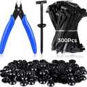 Chumia Pcs Nylon Universal Cable Tie Buckle Zip Ties with Flush Cutter Heavy Duty Self Locking Rivet Multifunctional Cable Tie Tool Bulk Fastener with Pin Button for Car Repairs Daily Home Office(300)
