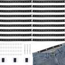 PH PandaHall 18pcs Black Pant Waist Tightener 20mm Wide Elastic Waist Button Kits Adjustable Elastic Sewing Bands with 12 Buttons Waist Tightener Tool for DIY Waistband Pant Craft, 10 Inch
