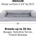 Furhaven Cooling Gel Dog Bed for Medium/Small Dogs w/ Removable Bolsters & Washable Cover, For Dogs Up to 35 lbs - Plush & Suede Sofa - Gray, Medium