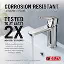 Delta Modern Chrome Bathroom Faucet 1 Hole, Single Hole Bathroom Sink Faucet for Vanity, Push-Pop Drain Assembly, Chrome 581LF-PP