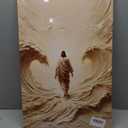 HUNGMETALWORKS98 Walk of Christ, Christian Art, Jesus Walking on Water, LDS Painting, Jesus Christ Walk on Water, Picture of Jesus (Unframed) (16"L x 24"W, Poster 17)