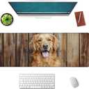 Golden Retriever Mouse Pad, Gaming Mouse Pad, Non-Slip Rubber Base, Office Accessories, Desk Mat, Cute Dog MousePads for School, Work, Home Decor Gifts 31.5" x 11.8"