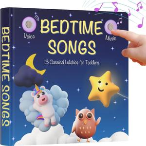 LEARNING BUGS Bedtime Songs  13 Timeless Lullabies for Little Ones, Musical Books for Toddlers, 28-Button Music Book, Musical Toys for Toddlers 1-3