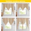 NICETOWN Room Darkening Pole Pocket Kitchen Tier Curtains- Tailored Scalloped Valance/Swags for Nursery for Basement (Biscotti Beige, 2 Pieces, 72 inches Wide Combined, 63 inches Long)
