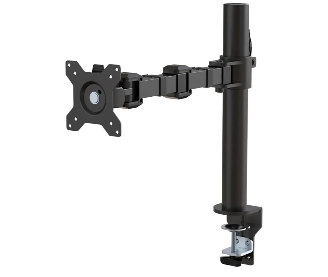 Amazon Basics Single Computer Monitor Stand with Cable Management, Height Adjustable VESA Desk Arm Mount, Fully Adjustable Tilt and Rotation, Steel, Black, Fits 13-30" Screens