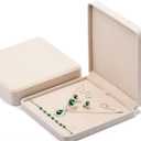 Jewelry Set Velvet Box Necklace Earring Ring Necklace Bracelet Gift Display Case Wedding Jewelry Storage Holder (Beige)