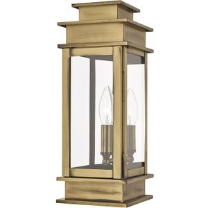 Livex Lighting 2013-01 Transitional One Light Outdoor Wall Lantern from Princeton Collection Finish, Antique Brass, 5.25"w X 14"h