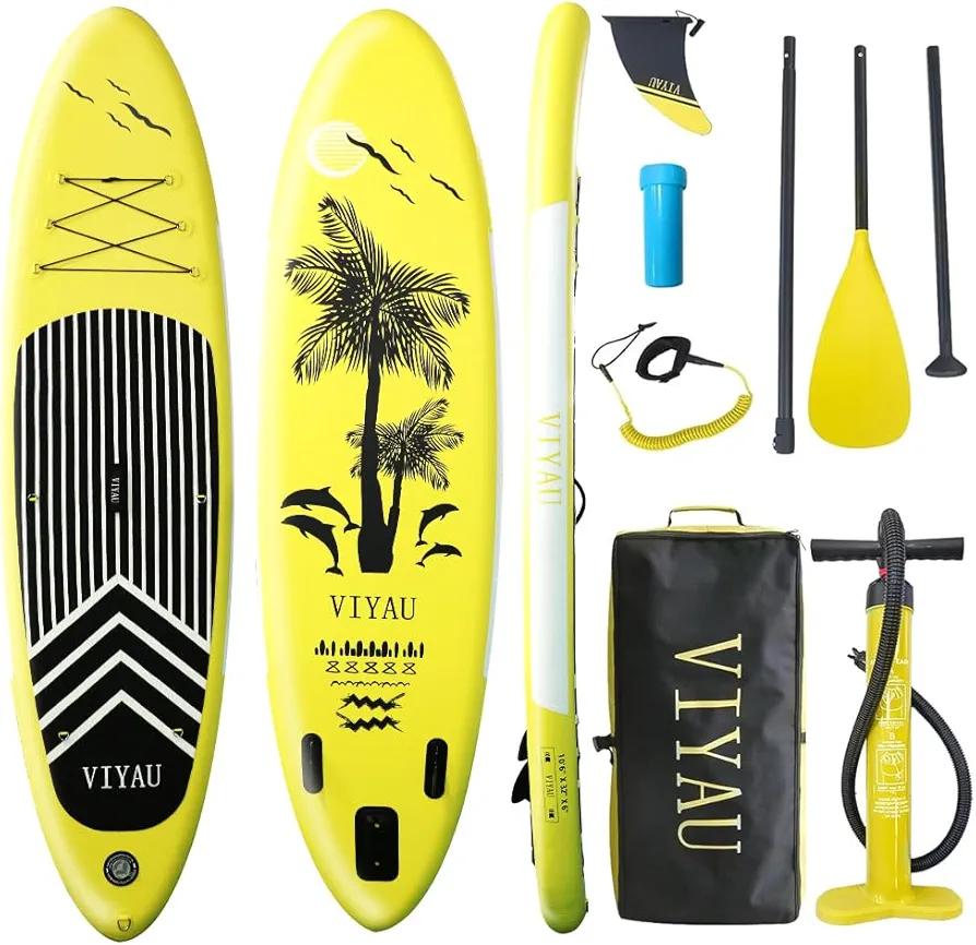 Inflatable SUP Board, Stand Up Paddling Board Equipped with 3-Piece Adjustable Aluminum Paddle + Hand Pump, 320 × 81 × 15 cm