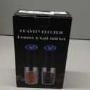 XinXu Gravity Electric Pepper and Salt Grinder Set, Adjustable Coarseness, with LED Light, One Hand Automatic Operation (Set/Black X)