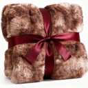 Fluffy Throw Bubble Blanket Twin Size - Faux Fur Throw for Couch or Bed - Plush Soft Extra Thick Faux Fur Rabbit Blanket - Warm & Breathable - Luxury Minky Tie Dye Bedding - 60" x 80", Marble Brown
