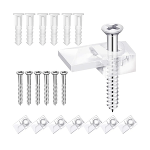 20 Set Mirror Hanging Kit, Clear Plastic Mirror Clips with Screw and Anchor for Wall, Glass Retainer Clips Kit for Fixing Windows Cabinet Door