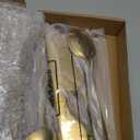 Patelai Serving Utensils Set Include Stainless Steel Large Spoons Slotted Spoons Forks Tongs Soup Ladle and Pie Server for Parties Buffet Catering, Dishwasher Safe(Gold,10 Pieces)