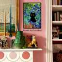 CAXIYSH Black Cat Poster Irises Garden Wall Art Abstract Flowers Canvas Pictures Famous Painting Cat Art Print for Gallery Aesthetic Room Wall Decor 16X24 inch Unframed