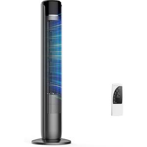 NEWBULIG Tower Fan for Bedroom, Oscillating Standing Bladeless Fan with Remote, 5 Speeds & 4Modes, 28db Quiet for Sleep, 25ft/s High Velocity, 12H Timer, Office, Home, Dorm