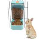 PODOO Rabbit Food Water Dispenser, 24oz No Drip Bunny Water Feeder, 34oz Large Hanging Automatic Pet Food Dispenser, Hanging Outside or Inside The Cage for Small Animals (Food+Water)