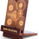 Sonny & Sloane Now Playing Vinyl Record Stand  Stylish Vinyl Holder & Display for Albums  Premium Classic Wood with Engraved Design  Record Holder Stand & Accessories