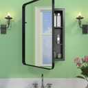 16"x24" Black Recessed Medicine Cabinet, Bathroom Surface Mount Medicine Cabinet Bathroom Mirror with Storage, Waterproof Full Body Metal, Stable and Removable 2 Metal Shelves, Easy Installation